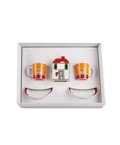 Комплект захарница и 2 чаши с чинийки egan le casette червени