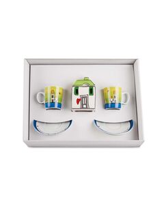 Комплект захарница и 2 чаши с чинийки egan le casette сини