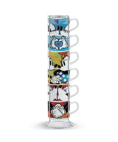 Комплект 6 чаши за кафе със стойка disney love sweet love 80 мл