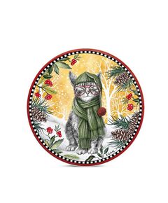 Подложка за горещи съдове egan christmas, коледна котка 16 см керамика