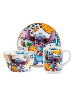 Комплект 3 части чиния, чаша и купа disney stitch порцелан