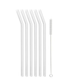 Комплект 6 броя стъклени сламки vialli design amo 23 см прозрачни