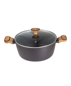 Тенджера bergner charcoal 28х12.5 см с капак, кован алуминий multiclad