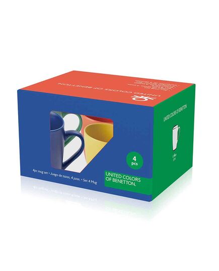 Kомплект 4 чаши benetton rainbow 330мл цветни, керамика