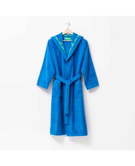 Халат за баня benetton rainbow m/l син, с качулка