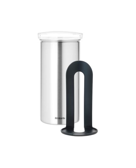 Буркан brabantia за 18 броя кафе-капсули, matt steel fingerprint proof, transparent lid