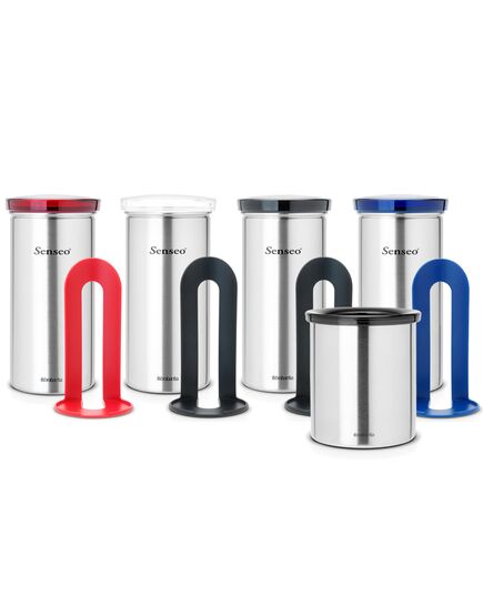 Буркан brabantia за 18 броя кафе-капсули, matt steel fingerprint proof, transparent lid