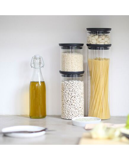 Буркан стъклен brabantia stackable 0.3l, dark grey