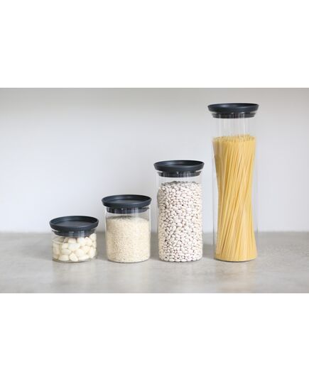 Буркан стъклен brabantia stackable 0.6l, dark grey