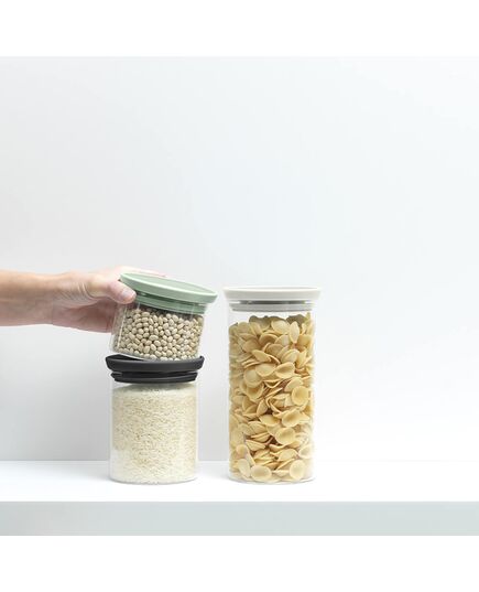 Буркани комплект brabantia stackable 0.3l+0.6l+1.1l, light grey/dark grey/jade green, 3 броя