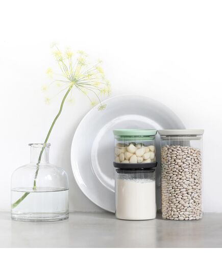 Буркани комплект brabantia stackable 0.3l+0.6l+1.1l, light grey/dark grey/jade green, 3 броя