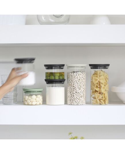 Буркани комплект brabantia stackable 0.3l+0.6l+1.1l, light grey/dark grey/jade green, 3 броя