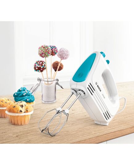 Миксер, bosch hand mixer, clevermixx, 375 w, white/blue
