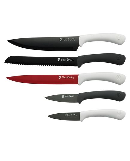 Комплект ножове 5 части pierre cardin черно червено и бяло