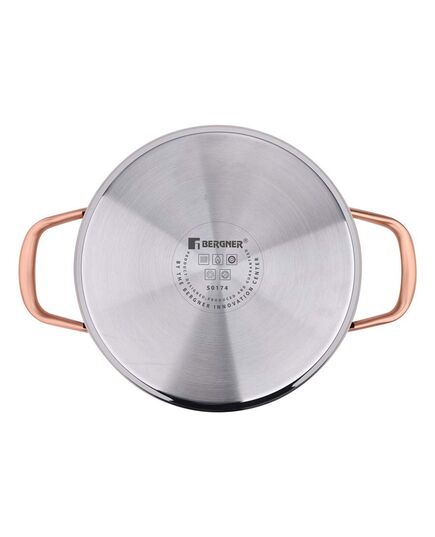 Тенджера bergner copper неръждаема стомана 24х10.5 см 4.5 л, с капак
