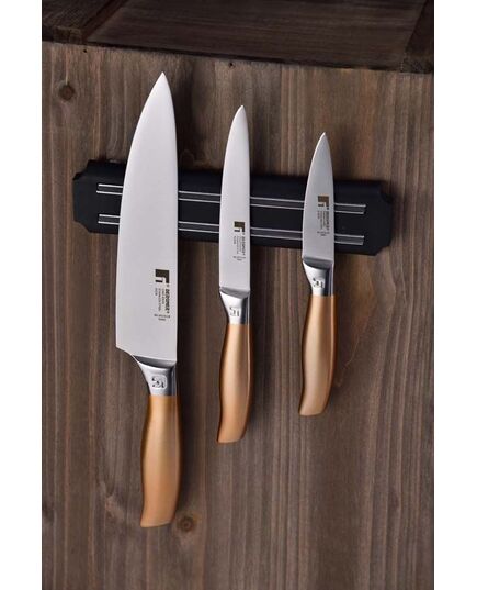 Комплект 3 ножа с магнитна стойка bergner copper