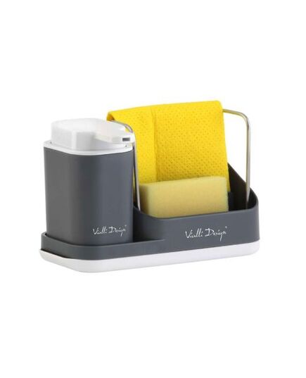 Кухненски органайзър с диспенсър vialli design livio duo сив