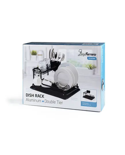 Сушилник за съдове 2 нива luigi ferrero fr-4028ad 43x38.5x22cm,черен