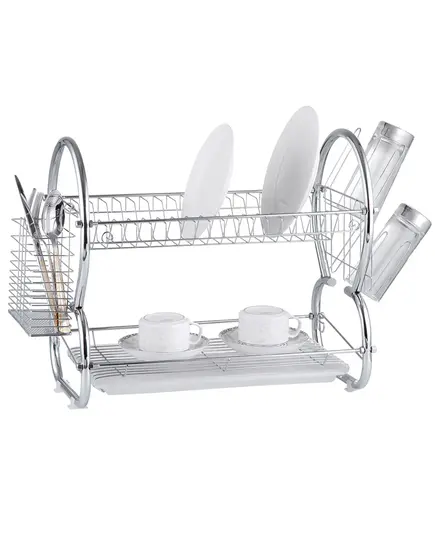 Сушилник за съдове 2 нива muhler mr-5725cr 56.5x25x38cm, сребрист
