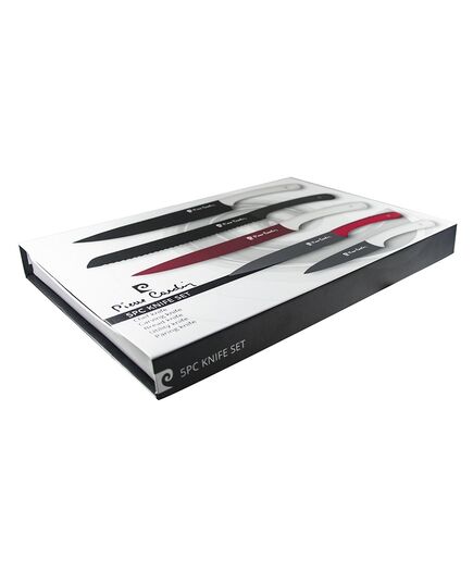 Комплект ножове 5 части pierre cardin черно червено и бяло