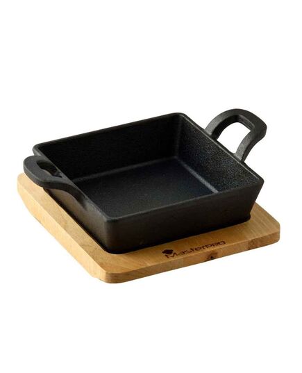 Мини тава с подложка masterpro cook&share 12.6x18.5 см чугун квадратна