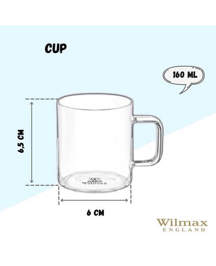 Чаша за кафе wilmax thermo glass 160 мл термо стъкло