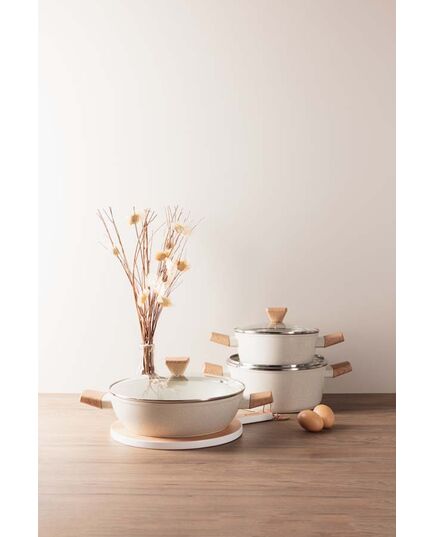 Плитка тенджера bergner naturally, 28 см с капак