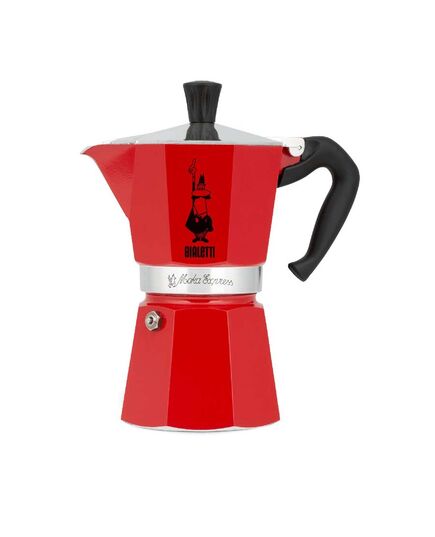 Кафеварка moka express color bialetti 6 чаши, червена