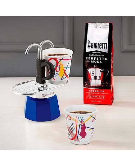 Комплект кафеварка с 2 броя чаши set kandinsky bialetti синя