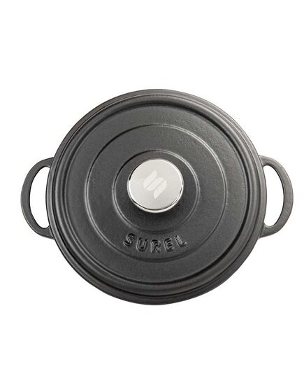 Тенджера кръгла surel 24х10.5 см 3.8 л чугун с капак черен мат