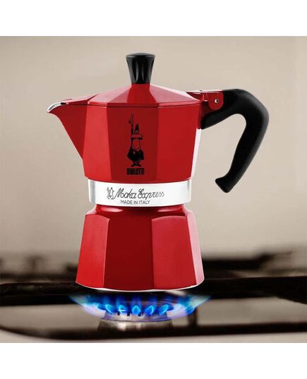 Кафеварка moka express color bialetti 6 чаши, червена