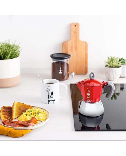 Кафеварка new moka bialetti 6 чаши индукционна червена
