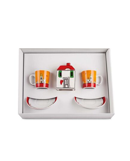 Комплект захарница и 2 чаши с чинийки egan le casette червени