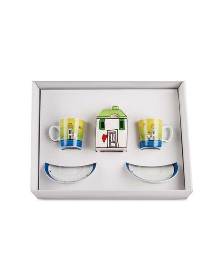 Комплект захарница и 2 чаши с чинийки egan le casette сини