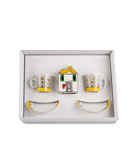 Комплект захарница и 2 чаши с чинийки egan le casette жълти