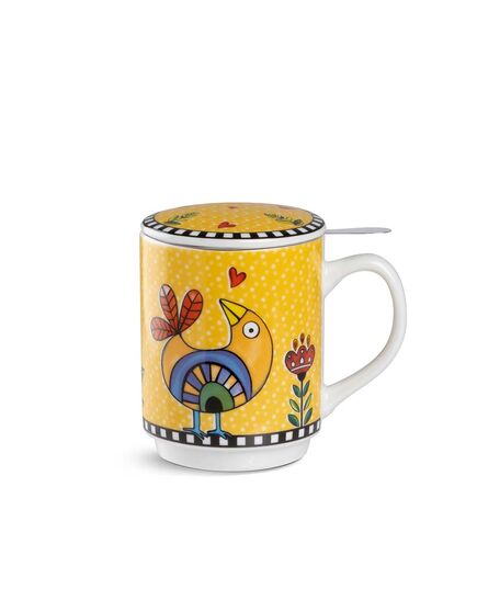 Чаша за чай с инфузер egan cocorico 350 мл жълта порцелан