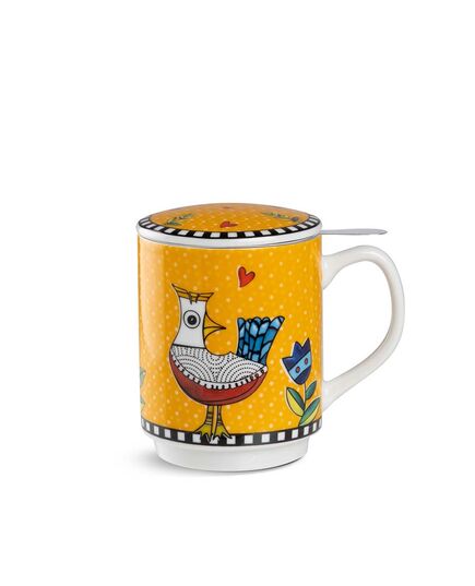 Чаша за чай с инфузер egan cocorico 350 мл оранжева порцелан
