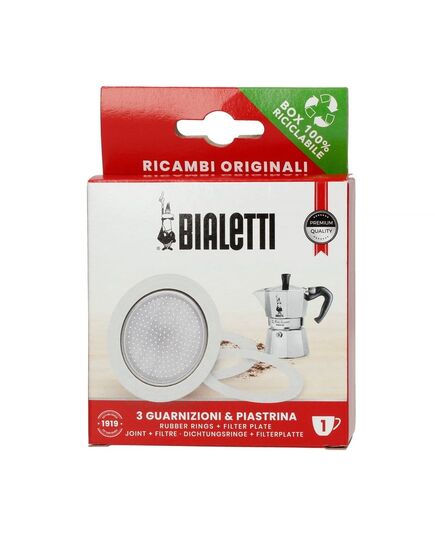 Комплект 3 броя уплътнители и 1 филтър за кафеварки bialetti 1 чаша