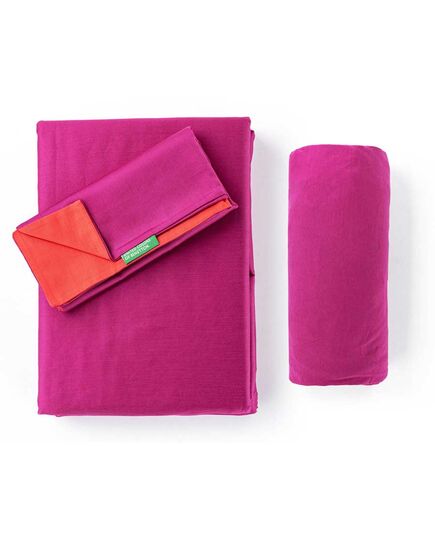 Спален комплект benetton rainbow 3 части двулицев лилаво и червено