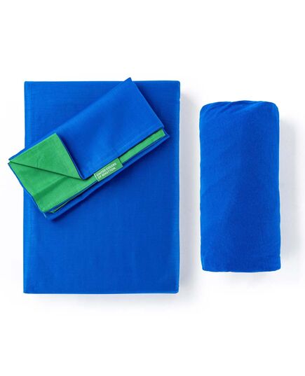 Спален комплект benetton rainbow 3 части двулицеви синьо и зелено