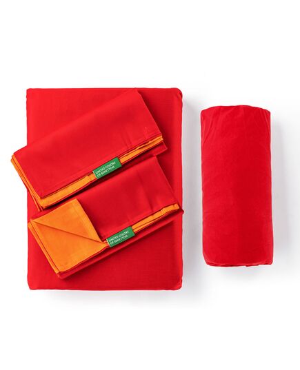Спален комплект benetton rainbow 4 части двулицев червено и оранжево