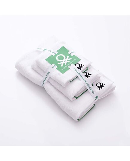 Комплект 3 броя кърпи benetton core бели с лого