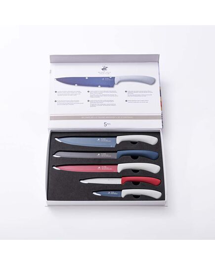 Комплект 5 броя ножове с незалепващо покритие polo club