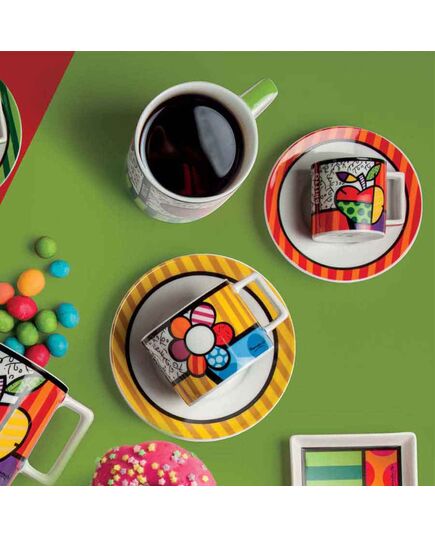 Комплект 2 чаши за капучино цвете britto icons 220 мл с чинийки
