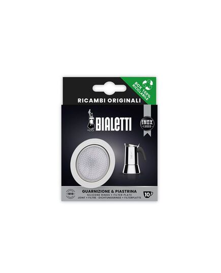 Силиконов уплътнител и филтър за стоманени кафеварка bialetti 10 чаши