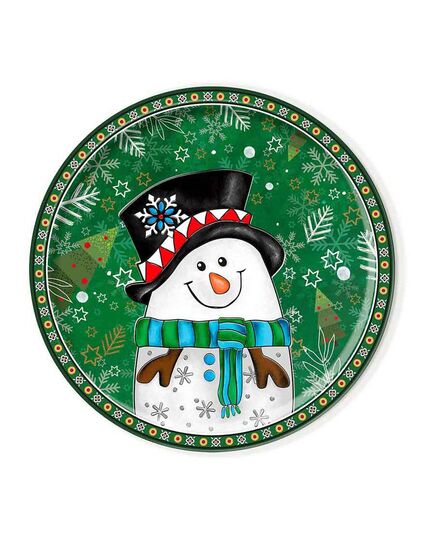 Плато кръгло egan christmas, снежен човек 31 см порцелан