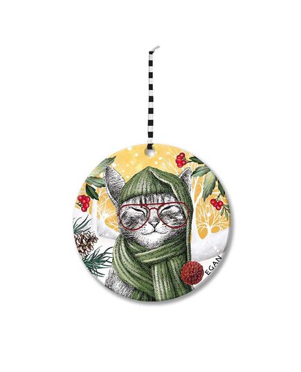 Коледна висулка за елха egan christmas, котка 7 см керамика