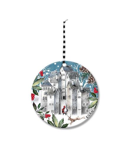 Коледна висулка за елха egan christmas, снежен град 7 см керамика