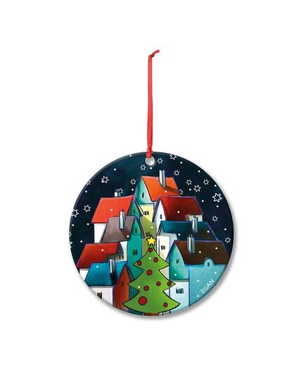 Коледна висулка за елха egan christmas, коледно село 7 см, керамика