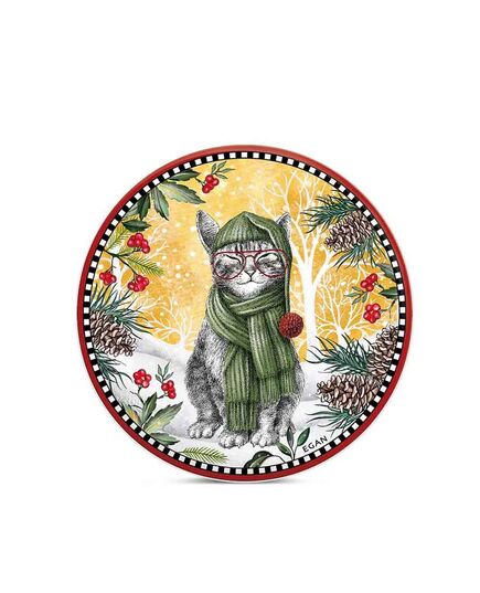 Подложка за горещи съдове egan christmas, коледна котка 16 см керамика